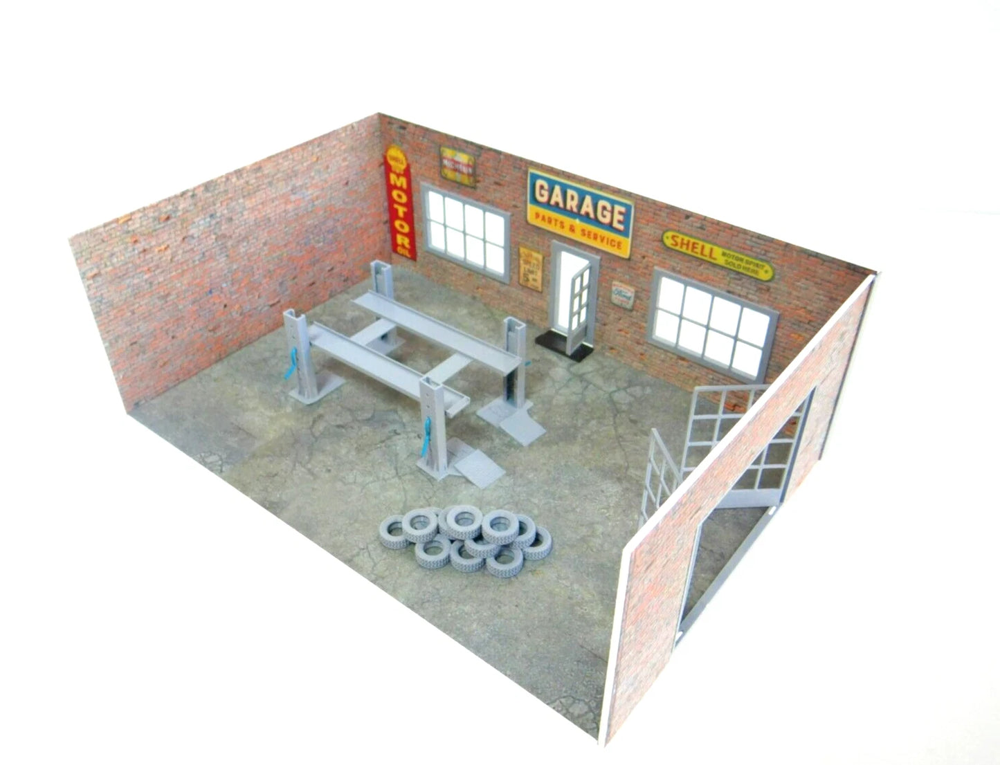 Диорама модел на авто сервиз Parts & Service – Гараж в мащаб 1:43