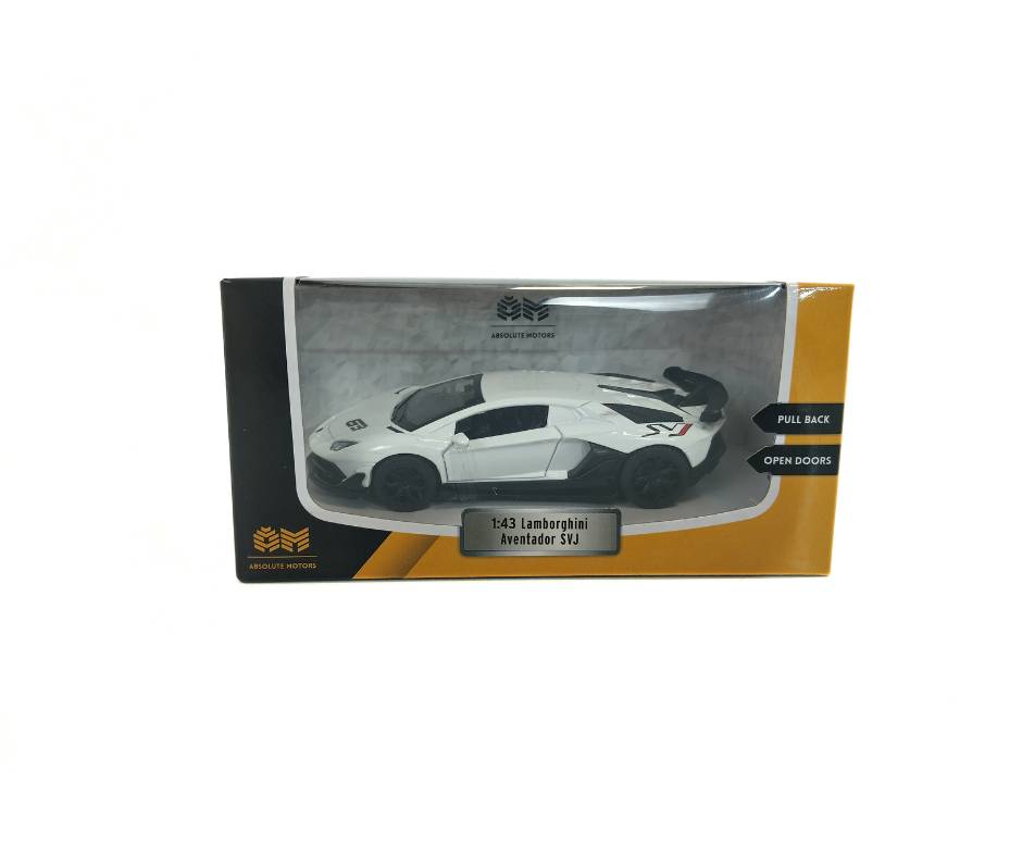 Метален автомобил Lamborghini Aventador SVJ MSZ в мащаб 1:43 – бял