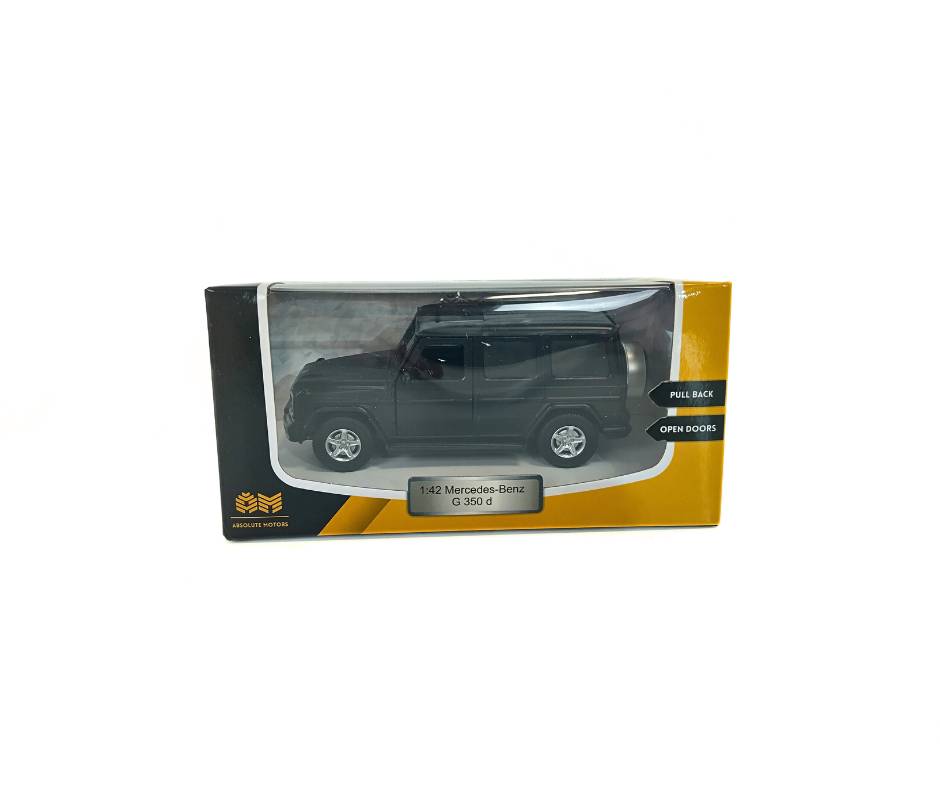 Метален автомобил Mercedes-Benz G350D MSZ в мащаб 1:42 – черен SUV модел.