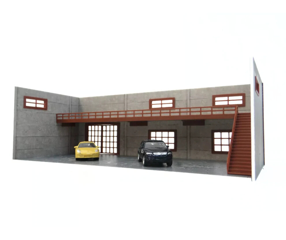 Кит за диорама – Двуетажен тухлен/бетонен гараж в мащаб 1:60-1:64