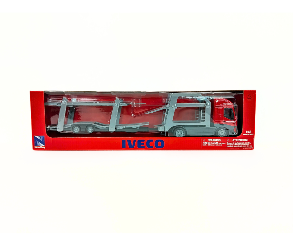 Метален камион IVECO STRALIS Twin Auto Carrier от NEWRAY, дължина 45 см