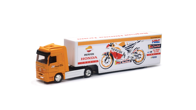 Model truck with Repsol Honda branding on a white background