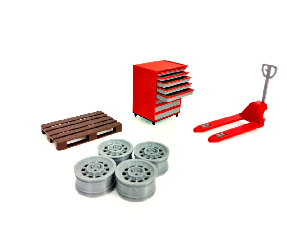 Комплект оборудване за авто сервиз 1:18 – аксесоари за диорама гараж