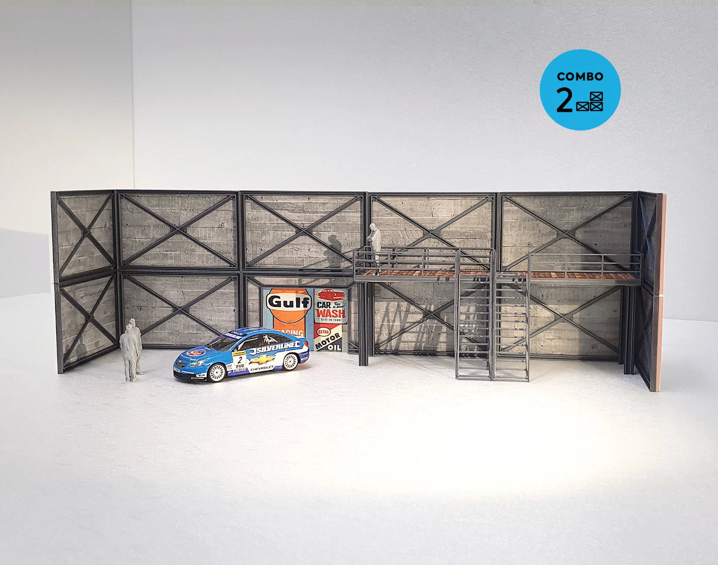 Модулен бетонен авто сервиз – диорама комплект в мащаб 1:43