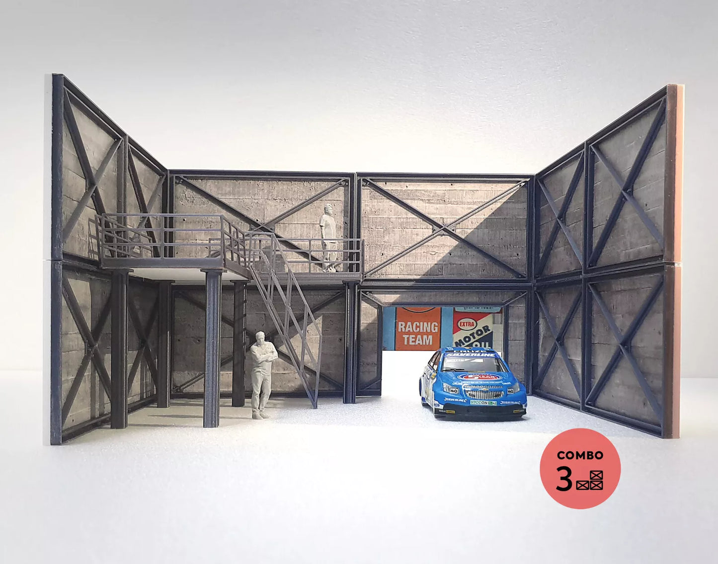 Модулен бетонен авто сервиз – диорама комплект в мащаб 1:43