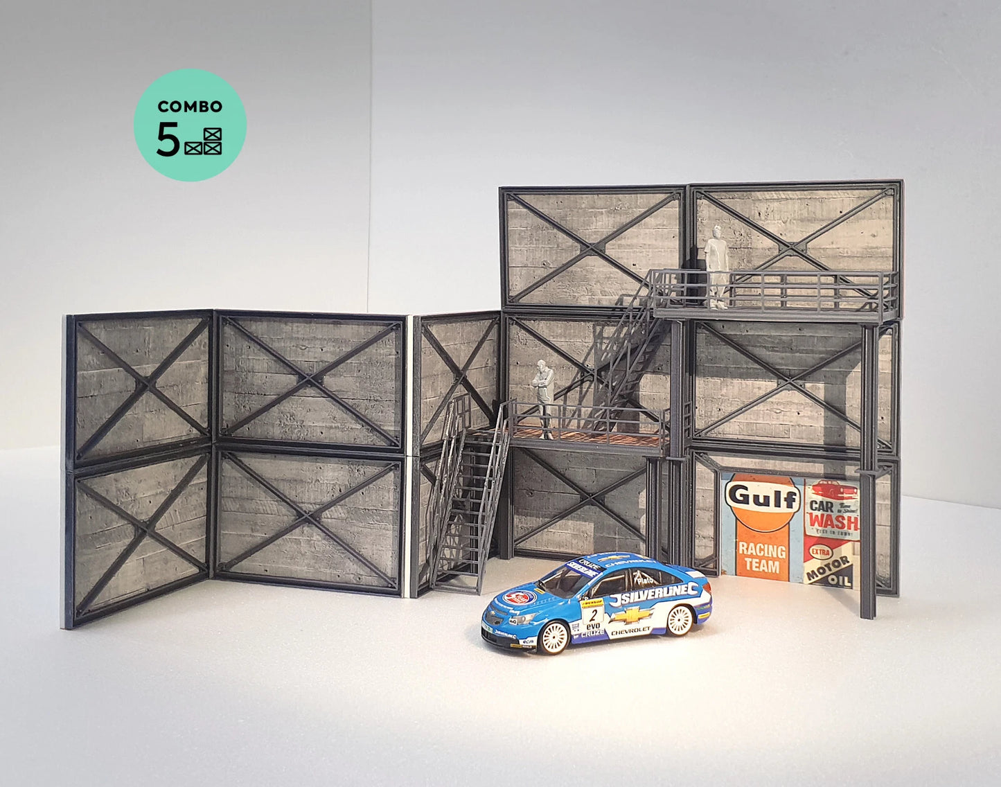 Модулен бетонен авто сервиз – диорама комплект в мащаб 1:43