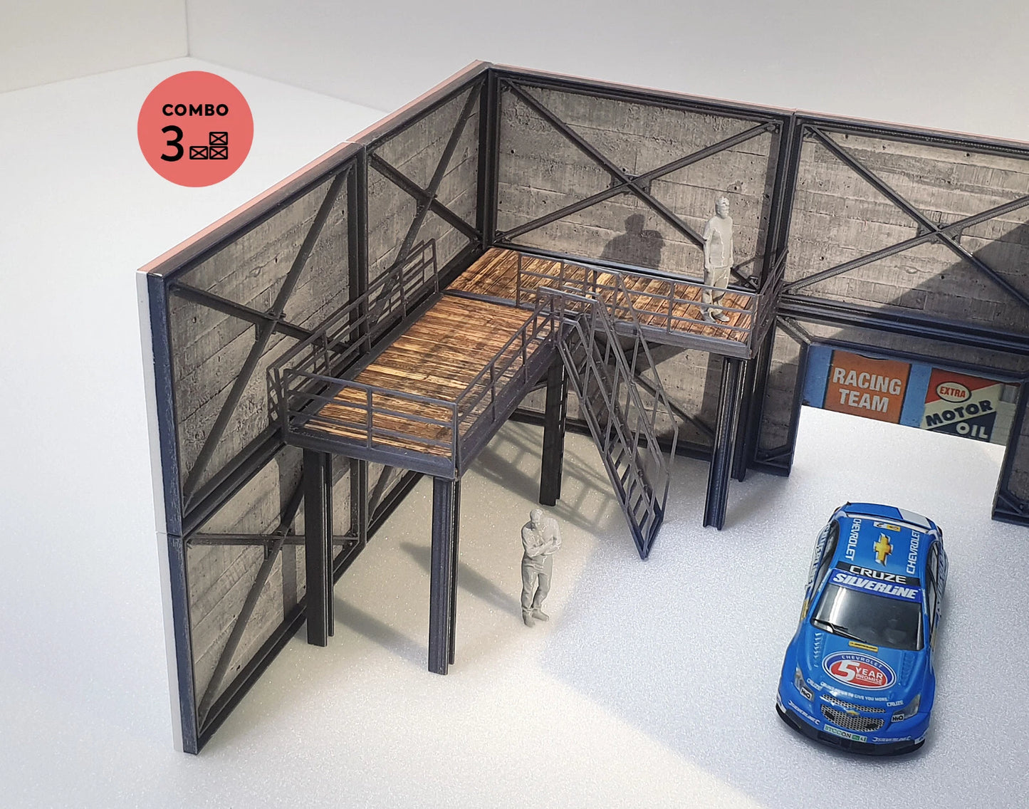 Модулен бетонен авто сервиз – диорама комплект в мащаб 1:43