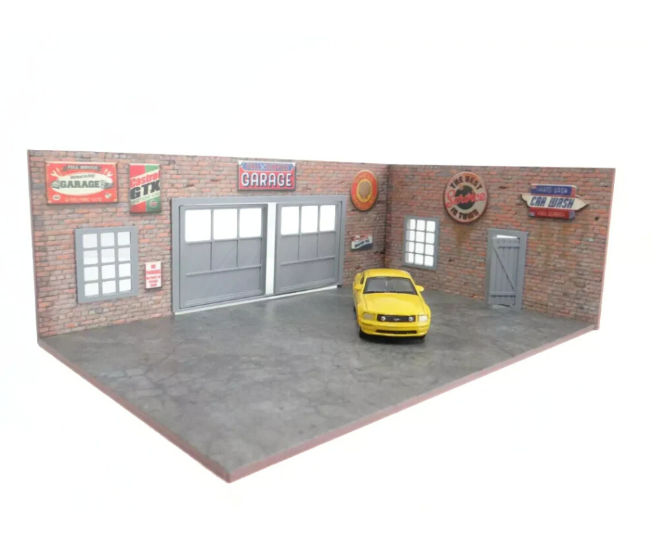 Диорама "Тухлен гараж: Части и сервиз" – мащаб 1:60–1:64