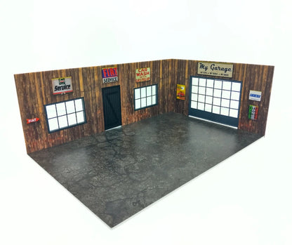 Дървен гараж - Модел на автосервиз – Мащаб 1:18