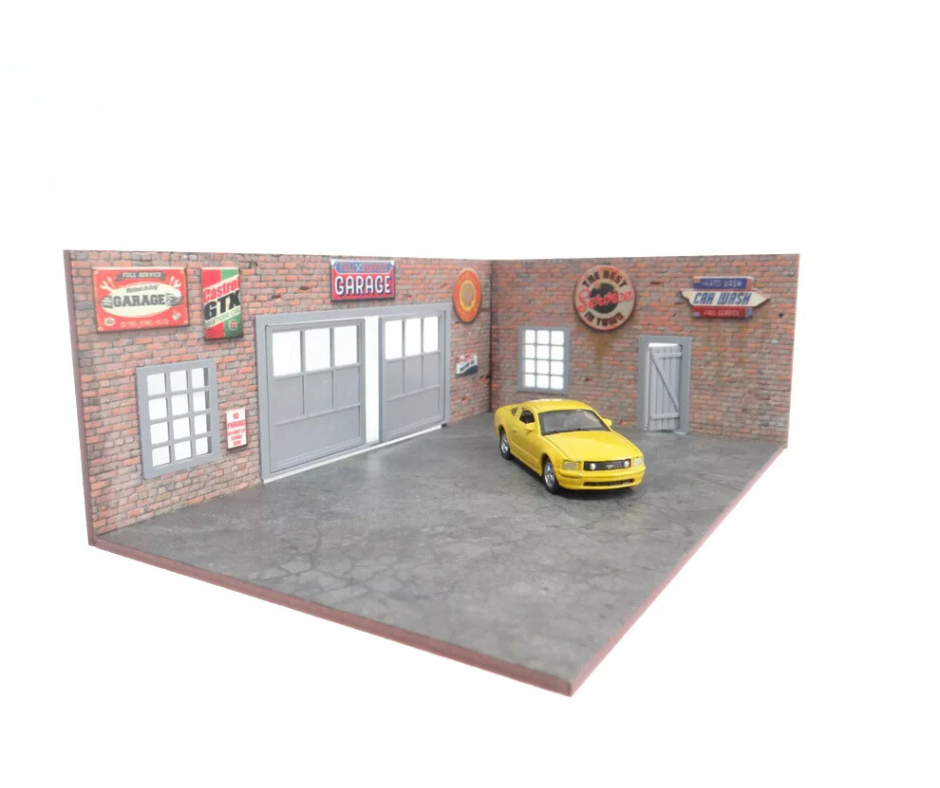 Диорама "Тухлен гараж: Части и сервиз" – мащаб 1:60–1:64