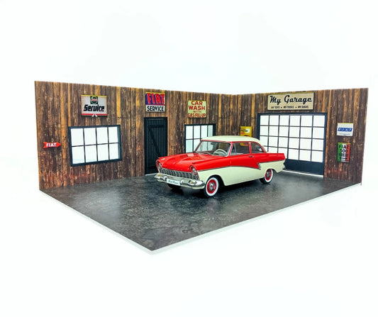 Дървен гараж - Модел на автосервиз – Мащаб 1:18