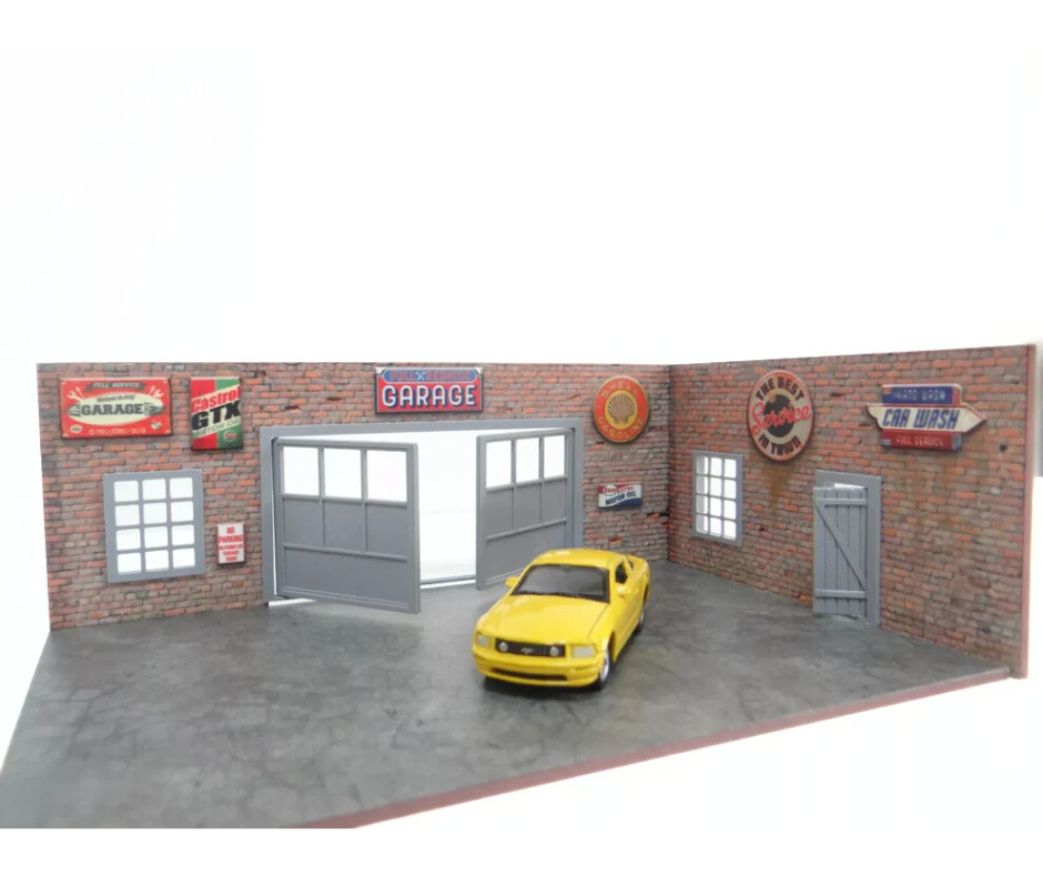 Диорама "Тухлен гараж: Части и сервиз" – мащаб 1:60–1:64