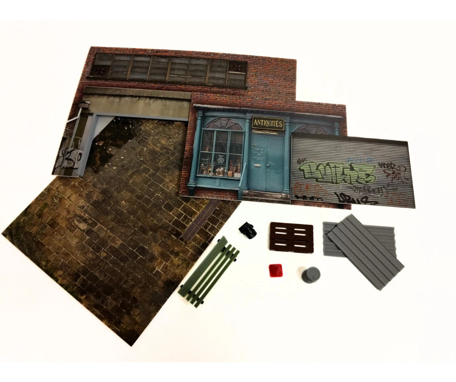 Антикварен магазин и гараж – диорама комплект Мащаб 1:18