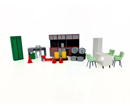 Работна маса и шкафове за гараж в мащаб 1:18