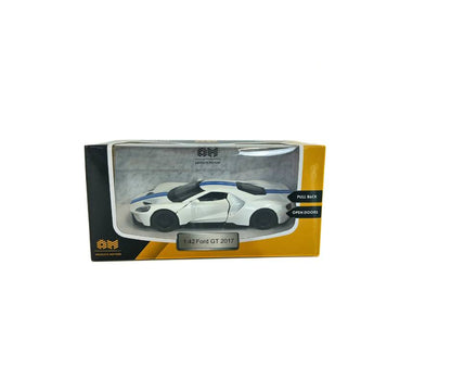 Model car in packaging with '1962 Ford GT 2017' text on a white background
