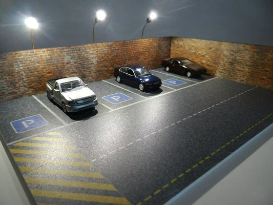 Паркинг диорама с тухлени стени и LED осветление 1:43