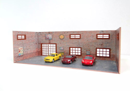 Мини тухлен гараж с отваряеми врати в мащаб 1:64