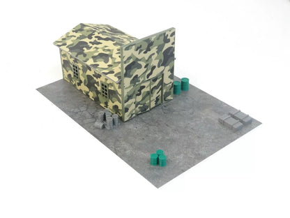 Камуфлажен военен гараж за умалени коли 1:64