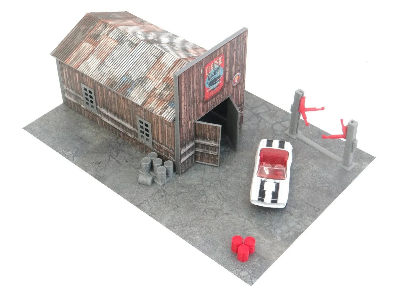 Външен дървен гараж за умалени коли – диорама 1:64