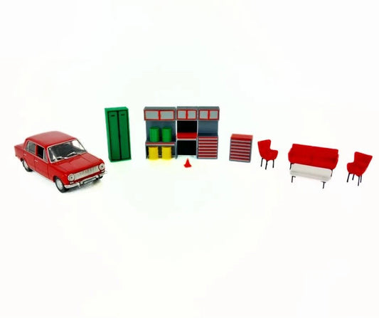 Гаражни мебели 1:43 с модулни шкафове
