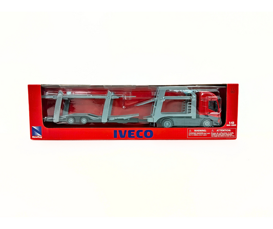 Метален камион IVECO STRALIS Twin Auto Carrier от NEWRAY, дължина 45 см