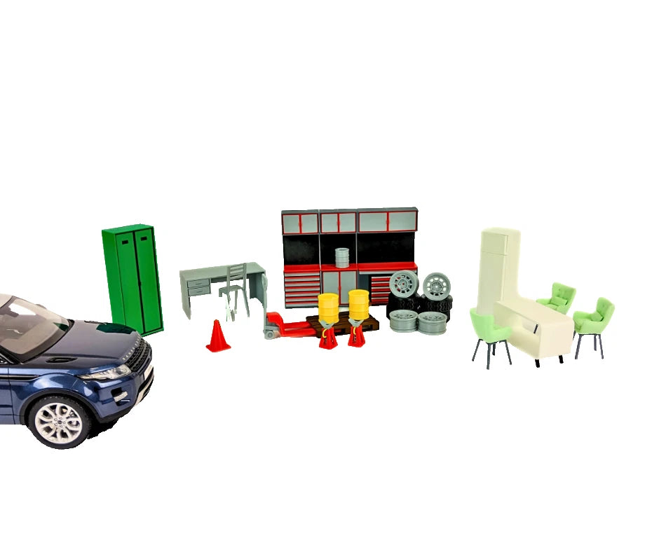 Комплект мебели и инструменти за авто сервиз 1:18 – диорама аксесоари