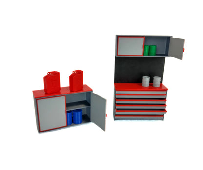 1:18 Шкаф за инструменти с аксесоари – оборудване за гаражна диорама