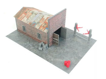 Тухлен гараж диорама за умалени коли 1:64