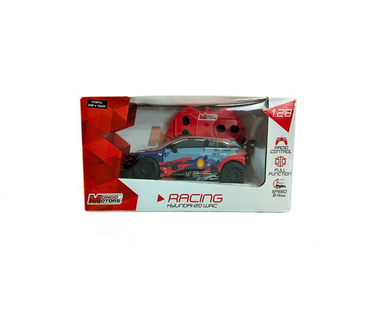 Радиоуправляема кола HYUNDAI i20 WRC, Mondo Motors, мащаб 1:28, синьо-червен спортен дизайн