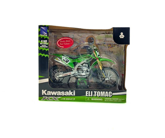 Мотоциклет NEWRAY Kawasaki Eli Tomac Race Team – мащаб 1:12, метал и пластмаса