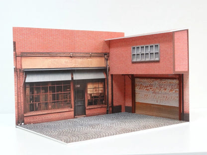 1:18 Диорама Гараж и Уличен Магазин Сцена за Колекционерски Модели Коли