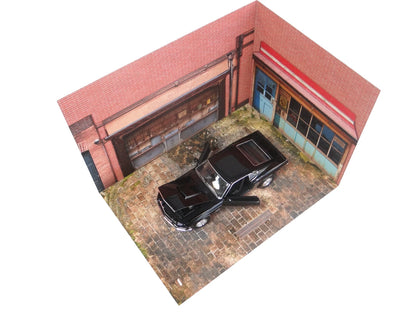 Диорама „Магазин и гараж“ – мащаб 1:24 – комплект снимки на модели