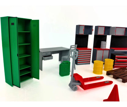 Комплект мебели и инструменти за авто сервиз 1:18 – Диорама аксесоари