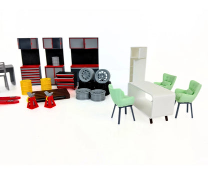 Комплект мебели и инструменти за авто сервиз 1:18 – Диорама аксесоари