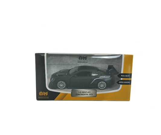 Метален автомобил Bentley Continental GT3 MSZ в мащаб 1:43 – черен спортен модел.