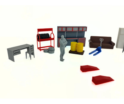 Комплект авто сервиз оборудване 1:43 – Диорама аксесоари за гараж