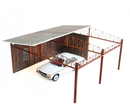 „Дървен“ Ретро Навес за Автомобили 1:18