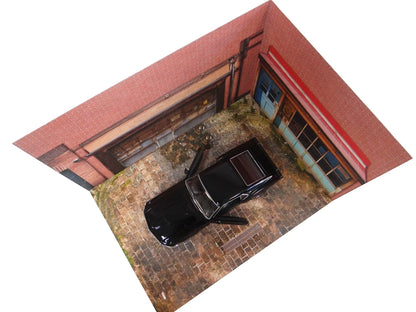 Диорама „Магазин и гараж“ – мащаб 1:24 – комплект снимки на модели