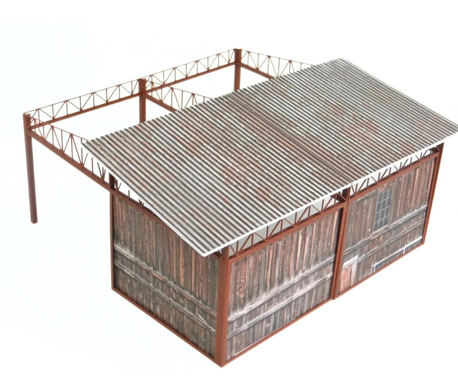 „Дървен“ Ретро Навес за Автомобили 1:18