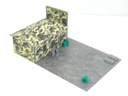 Военен гараж – диорама модел 1:60–1:64 с камуфлажна текстура