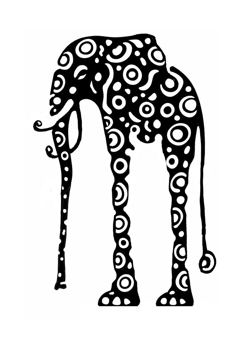 Модерен геометричен слон (Black & White)