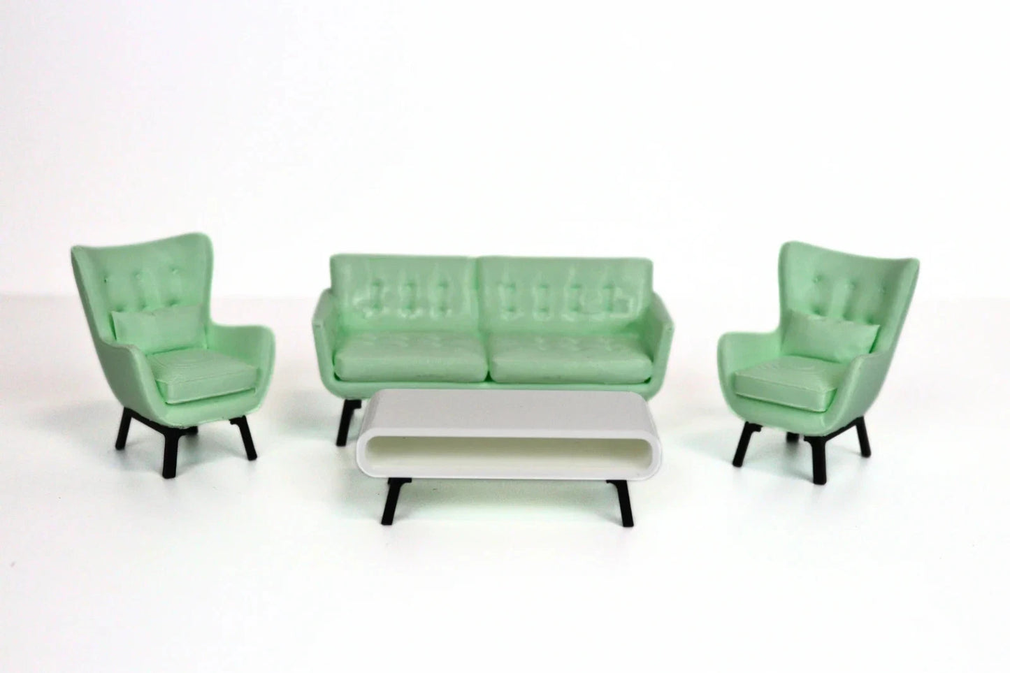 1:18 мини диван и масичка за кафе – аксесоари за диорама (Mint Green)