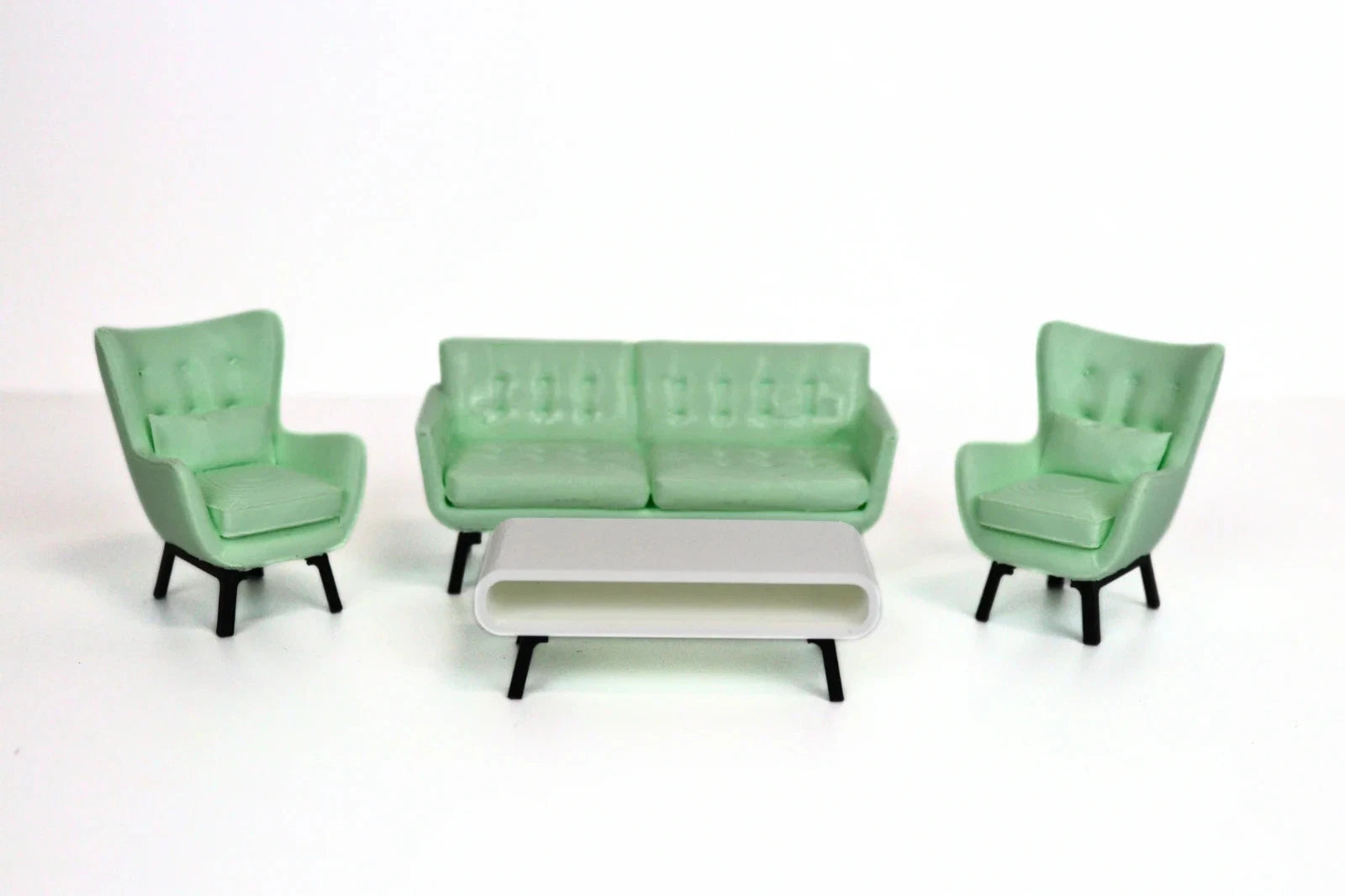 1:18 мини диван и масичка за кафе – аксесоари за диорама (Mint Green)