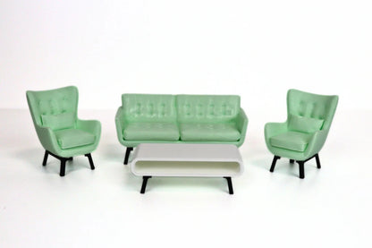 1:18 мини диван и масичка за кафе – аксесоари за диорама (Mint Green)