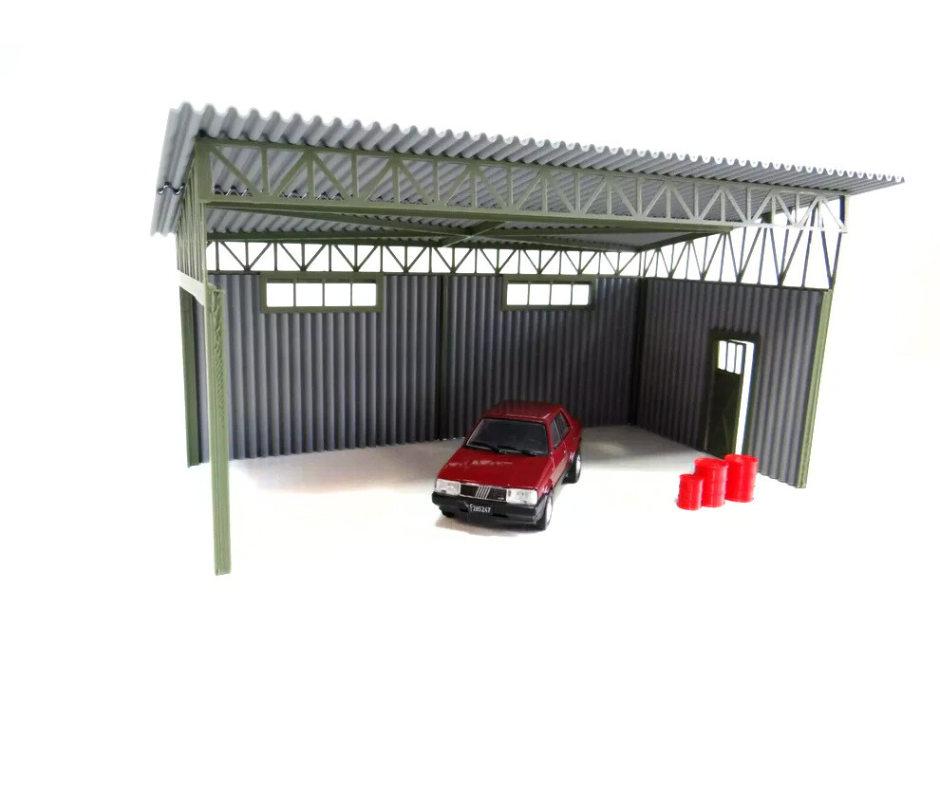Метален навес тип „ламаринен покрив“ – мащаб 1:43 – Модел за диорама