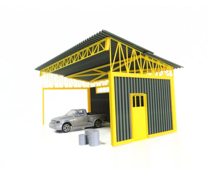 Метален навес тип „ламаринен покрив“ – мащаб 1:43 – Модел за диорама