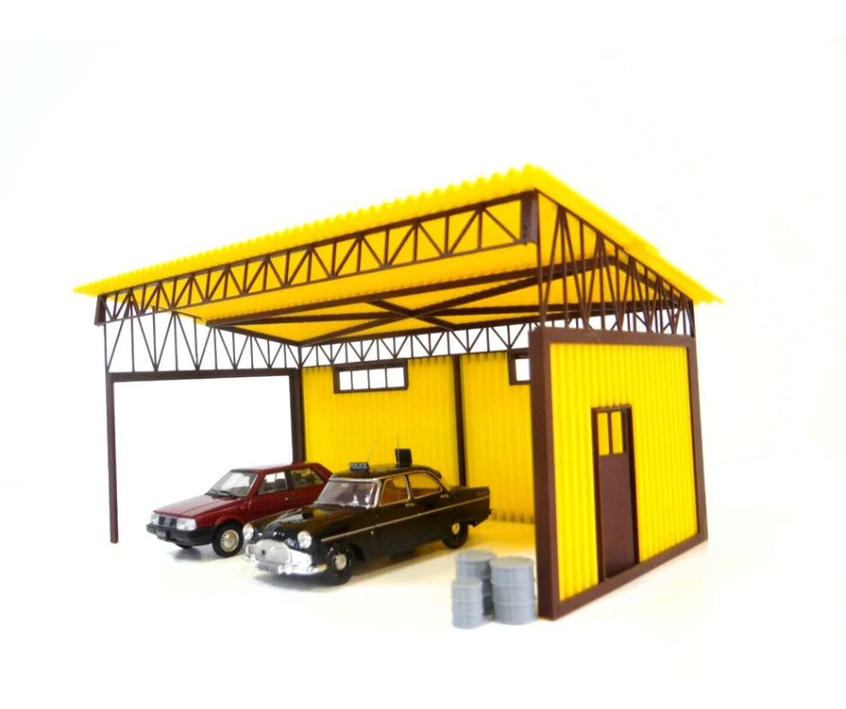 Метален навес тип „ламаринен покрив“ – мащаб 1:43 – Модел за диорама