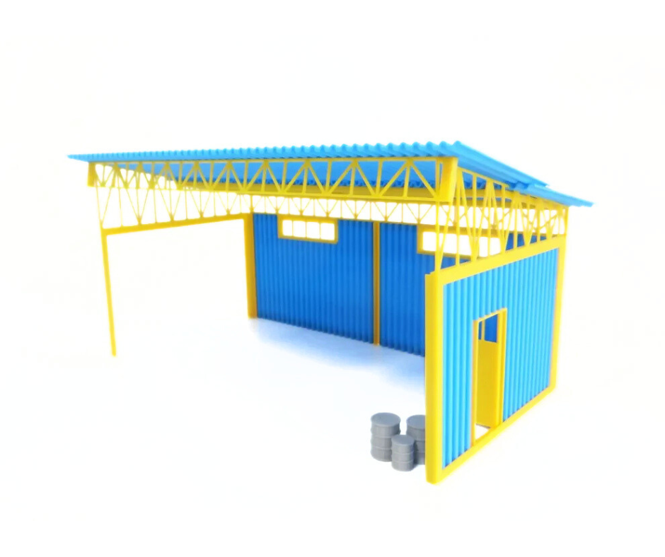 Метален навес тип „ламаринен покрив“ – мащаб 1:43 – Модел за диорама